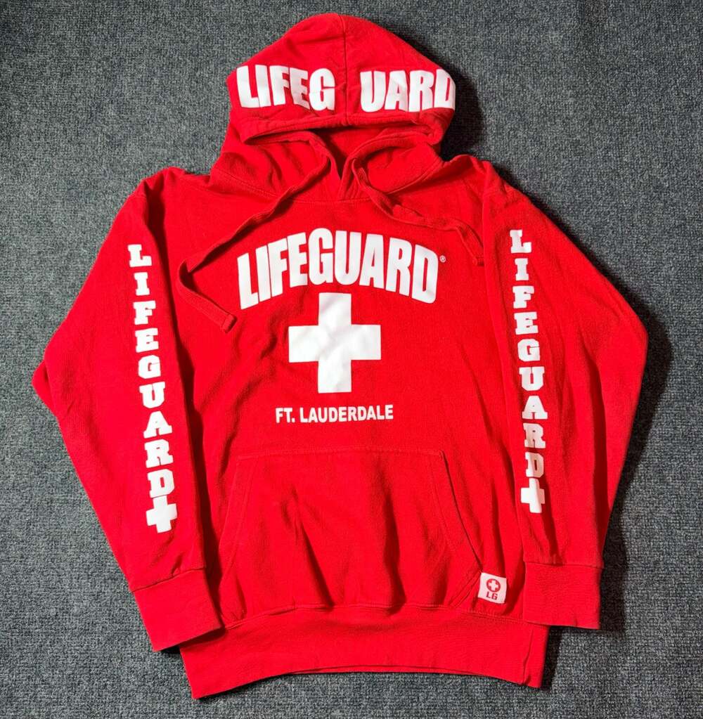 Lifeguard Official Red Hoodie Ft Lauderdale FL Medium